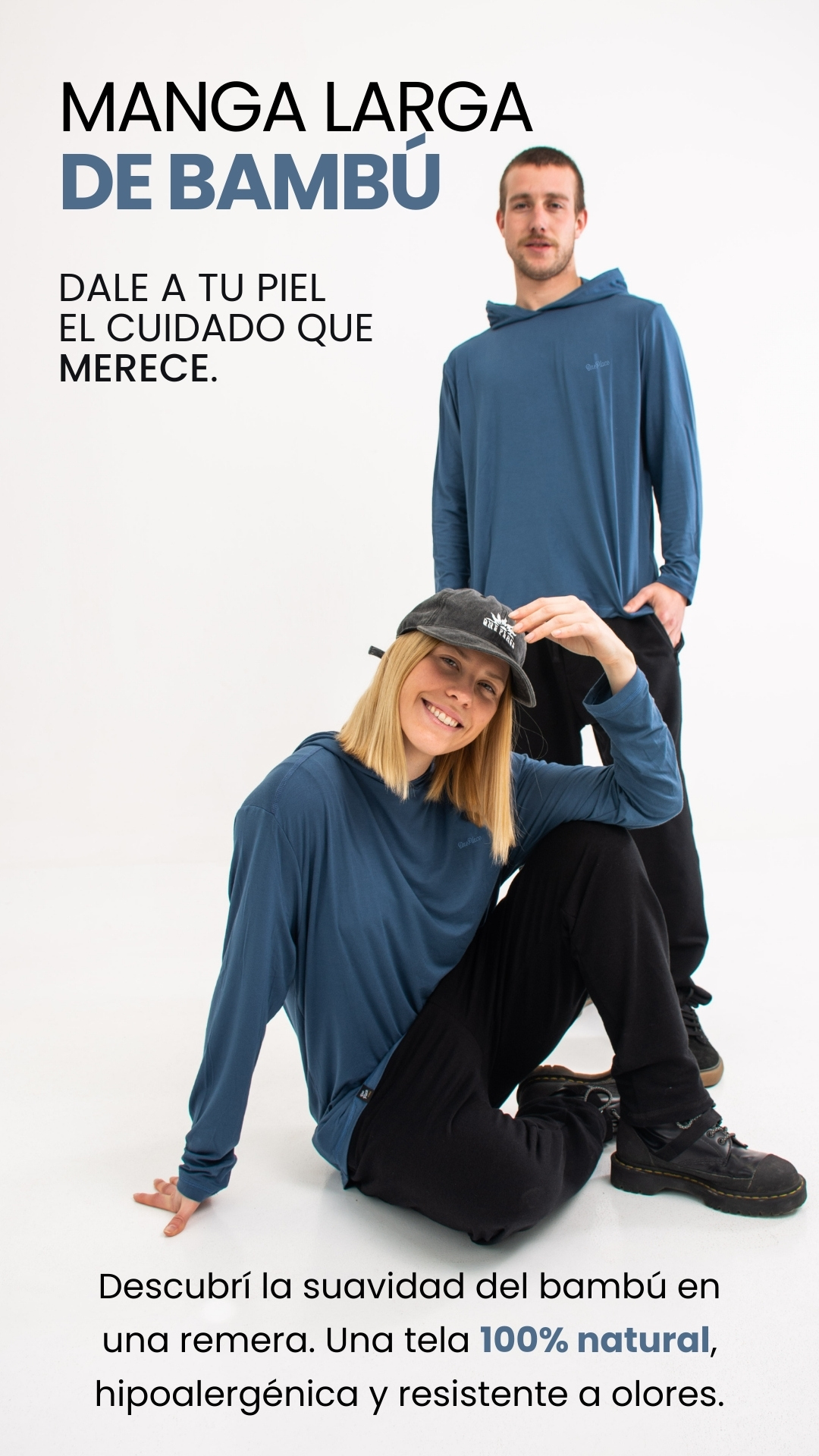 MANGA LARGA DE BAMBÚ Descubrí la suavidad del bambú en una remera. Una tela 100% natural, hipoalergénica y resistente a olores. DALE A TU PIEL EL CUIDADO QUE MERECE.